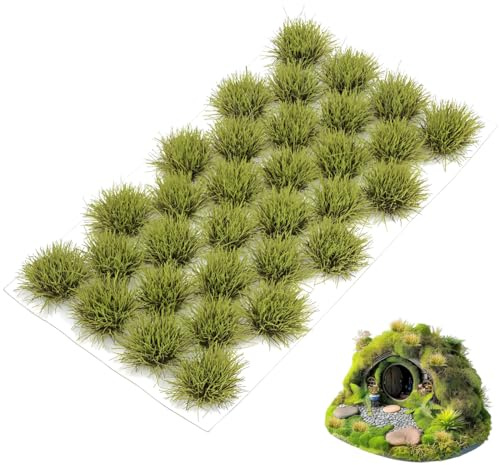 AEUXZA 32 Pezzi Ciuffi d'Erba Modellismo 8-9mm, Erba Statica Accessori Terreno, Piante in Miniatura Primaverili per Diorama Ferroviario Warhammer 1:35-1:87, Vegetazione Realistica