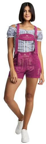 Steigenhöfer Lederhose Damen Tracht Shorts - 100% Rindsleder - Marina - Traditionelle Kurze Hose für Frauen Hot Pants - Inklusive verstellbaren Trägern - Dirndl Alternative