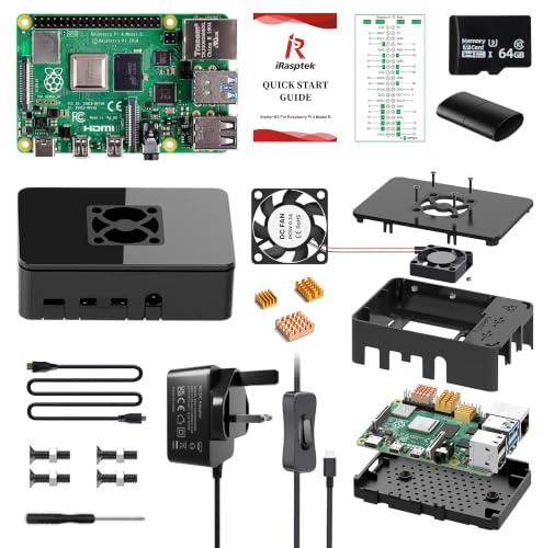 iRasptek Starter Kit for Raspberry Pi 4B 4GB RAM - 64GB SD Card Edition
