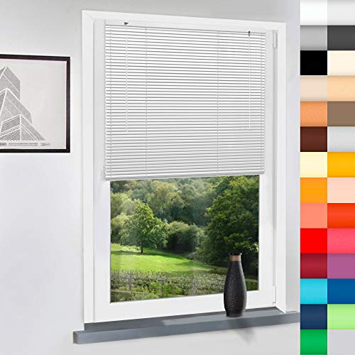 Aluminium Jalousie nach Maß, Jalousien Alu Jalousien nach maß innen Innenjalousien Maßanfertigung, für Fenster und Türen, Fenster, Klemmfix ohne Bohren (Weiß, Höhe: 200cm x Breite: 75cm)