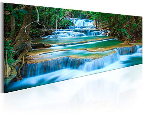 decomonkey Bilder Wasserfall 150x50 cm XXL 1 Teilig Leinwandbilder Bild auf Leinwand Vlies Wandbild Kunstdruck Wanddeko Wand Wohnzimmer Wanddekoration Deko Natur Landschaft