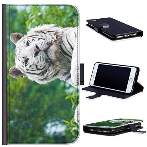 Hairyworm - White tiger Samsung Galaxy J5 (2016) leather side flip wallet phone case, phone cover with card slots, money slot, stand point and magnetic clasp to close for Samsung Galaxy J5 (2016)