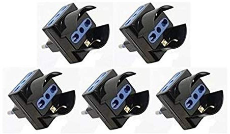 TRIPLA ADATTATORE CON SPINA 16A CON TRE PRESE BIPASSO UNIVERSALI + SCHUKO 5 PEZZI NERE