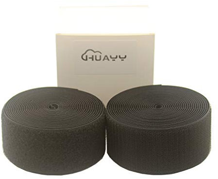 huayy Sew auf Haken- und-Loop STYLE, Klettstreifen, Klettband weich, nicht klebend Nylon Streifen Stoff, schwarz 2in x 5yd