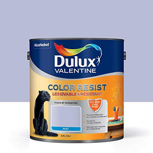 Peinture Color Resist Dulux Valentine - Lessivable et resistante pour Murs & Boiseries - aspect Mat Violet Minéral 2,5 L - Dulux Valentine
