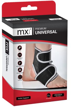 MX Health Ankle Support/Brace - Premium Neoprene Brace - Adjustable Universal Size for Small/Medium/Large (S/M/L)