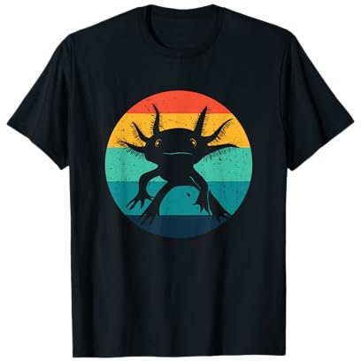 Ambystomatidae Züchter Herren Axolotl Tier lustig Retro T-Shirt Schwarz S Klassische Passform Kurzarm Crew-Ausschnitt Pull-On XS