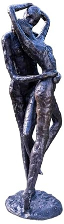 IDYL Bronze-Skulptur küssendes Paar, 54x15x18 cm | Moderne Bronze-Figur, Handgefertigt, Gartenskulptur, Wetterfest