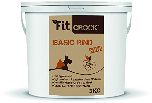 cdVet Fit-Crock Hundefutter trocken Basic Rind Mini 3 kg, getreidefrei