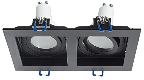 Faretto da incasso rettangolare NERO doppia lampada LED GU10 16W luci soffitto 230V,1160 Lumen Luce diffusa ideale per Illuminare Casa Camera Letto Cucina Corridoio Ufficio Hotel (luce 3000K CALDA)