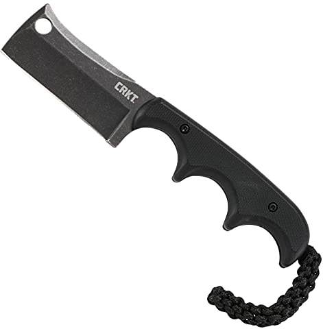 CRKT Minimalistisches Cleaver EDC Messer: Kompaktes Alltagsmesser mit fester Klinge, faltbares Universalmesser mit schwarzem Finish, Griff aus Harzfaser und Scheide 2383K