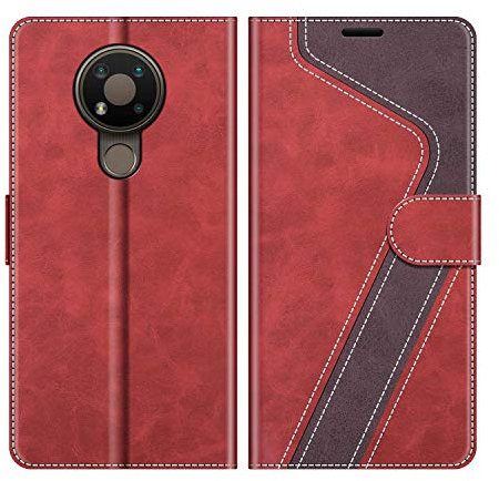 MOBESV Custodia per Nokia 3.4, Cover a Libro Magnetica Custodia in Pelle per Nokia 3.4, Elegante Rosso