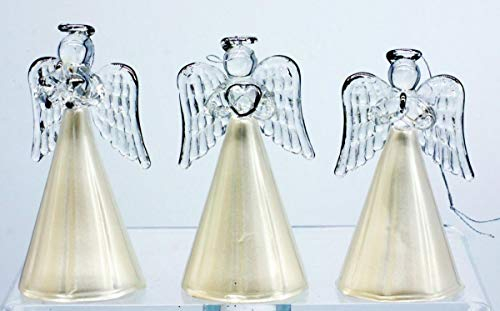 condecoro Glas Engel Christbaum-Schmuck Hänger Baumbehang Weihnachtsschmuck Weiss, 3er Set