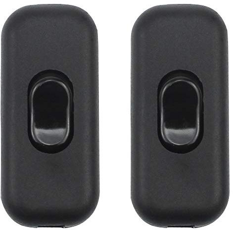 Schnurzwischenschalter 2 Stück Lampen-Schalter Inline ON/OFF Tisch Schreibtischlampe Kabel Schalter für 2- und 3-adrige Kabel 6A 250V Matt Schwarz