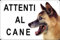 Cartello ATTENTI AL CANE Plastificato con 2 Strisce Adesive 30 x 20 Cm Per Visibilità a Distanza. Bianco.