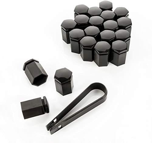 LST 20x Sechskant Radschraube Abdeckkappen 17 mm schwarz lang Felgen Kappen Set