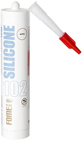 Weißes Silikon Bad Dichtmasse [310 ml] - Professionelles Silikon Weißes Wasserdichtes Sanitärsilikon - Sanitärsilikon Weiß Silikon Badezimmer, Rinnen und Fensterabdichtung von Fome Flex