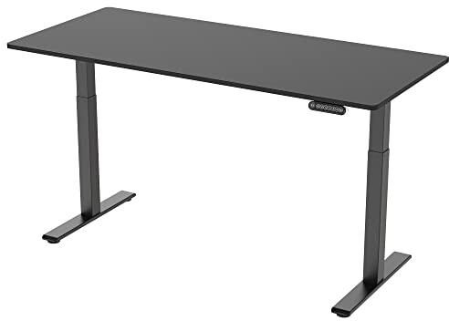 ALLDREI AD2 elektrisch stufenlos höhenverstellbarer Schreibtisch, mit 4 Speicher-Steuerung, 2 Motoren, 2-Fach-Teleskop, mit Tischplatte (Schwarz + Schwarz) (180x80 cm)