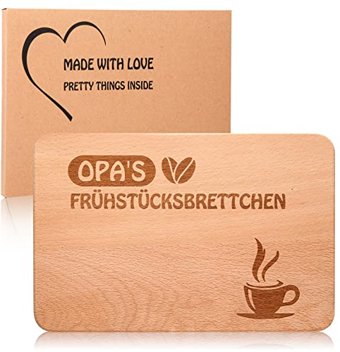 Opa Frühstücksbrettchen aus Holz,Frühstücksbrett mit Gravur als Geschenk, Buchenholz - Abgerundete Ecken,Geschenkidee ideal zum Geburtstag oder zu Weihnachten