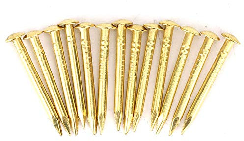 100Pcs Brass Nails, Brass Rosette Nails Rosette Pins Round Head Brass Brad Nail for Wood, for Hanging Picture Frame Mirrors Furniture Hinge Hardware Accessories (18mm Long)