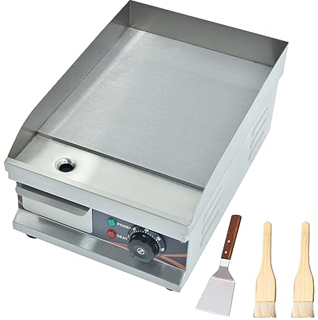 DULNICE Plancha Électrique Professionnelle en Acier Inoxydable, Commerciale Plancha de Cuisson Grill electrique,220-240V