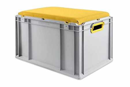 PROREGAL Eurobox NextGen Seat Box Gelb | HxBxT 36,5x40x60cm | 65 Liter | Griffe offen | Eurobehälter, Sitzbox, Transportbox, Transportbehälter, Stapelbehälter