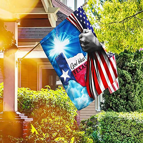 Bandera de patio con texto en inglés God Bless Texas, bandera de jardín de poliéster, divertida bandera de casa para jardín, Halloween, césped, 32 x 48 cm