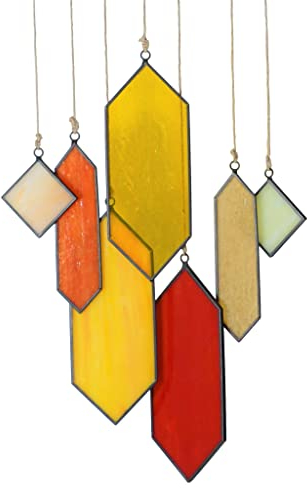 Sensory4U Buntglas-Sonnenfänger – Element Erdtöne Fenster hängende Wandkunst – modernes Design Haus oder Garten Dekor – einzigartiger Glas-Sonnenfänger für Fenster, Veranda oder Terrasse