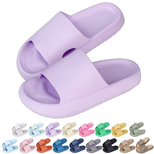Hoomall Pantoufles Claquettes Femmes Hommes Ultra Doux Claquettes de Douche Antidérapante Confortable Chaussons Chaussures de Maison Piscine Plage Intérieur Slides Eté(Violet,36/37 EU)