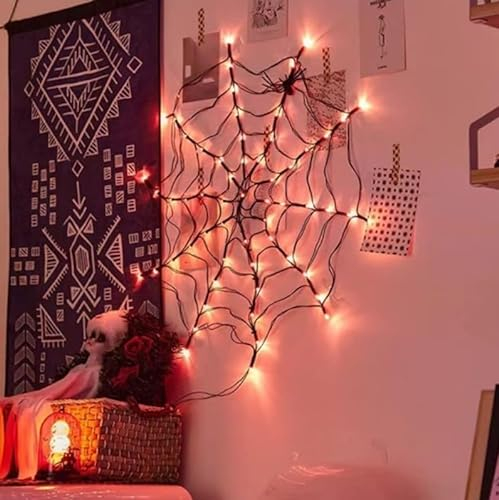 Chaks 13180 Spinnennetz, leuchtend, rote LEDs, Durchmesser 1 m