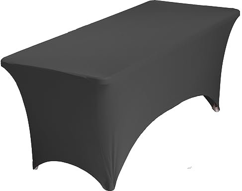 Spandex-Tischdecke, enganliegend, elastisch, Massage, waschbar und knitterfrei, dehnbar, rechteckig, Terrassentischabdeckung für Hochzeit, Bankett, Verkaufsstand und Partys, 183 x 76 x 76 cm, Schwarz