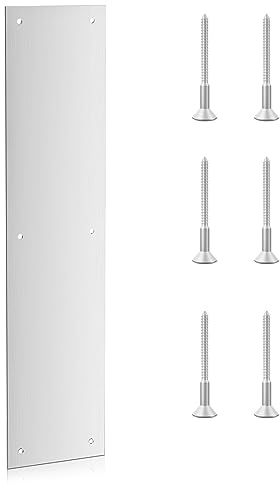 Door Push Plate,Door Kick Plate,4x16 in Door Plates,Kick Plate Door Plate Interior or Exterior Front Door or Back Door,Door Protection with 6 Screws