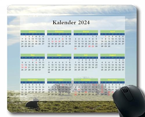 YENDOSTEEN 2024 Kalender Mauspad,Spiel Naht Mousepad, Kreise Linien Lichtstreifen rutschfeste Gummi-Mauspads für Bürocomputer,Laptop