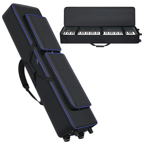 Rolling 88 Key Keyboard Case with Wheels (53.5“x13.8”x6.8“),Piano Bag with Handles & Shoulder Straps,Compatible with Yamaha P125 and Most 88 Key Keyboard Piano Gig-Case|Portable Piano Keyboard Cover,