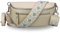 BRISE Bauchtasche Damen Echtes Leder Lucia Handgemachte Umhängetasche Crossbody Bag mit Ledergurt + Optionalen Breiten Gemusterten Riemen 3 Fächer Stylische Hüfttasche Made in Italy (Beige - 2)