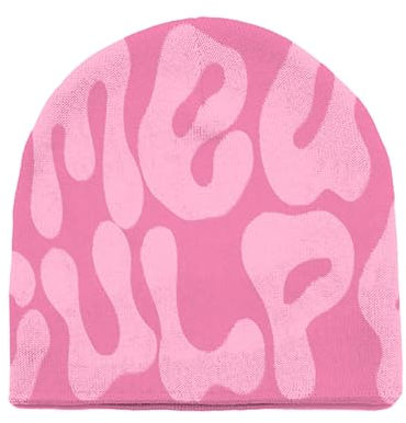BAIFUMEN Frauen Beanie Hut Winter Strickmütze Brief Grafik Gestrickt Hut Frauen Winter Weich Warm Mütze (Acryl, Rosa)