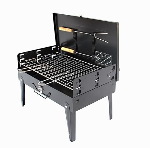 Faltbarer Koffer-Stil Grill, Picknick Mini Smoker, leicht zu tragen, Outdoor-Grill Holzkohlegrills Geill Holzkohle BBQ Grill BBQ