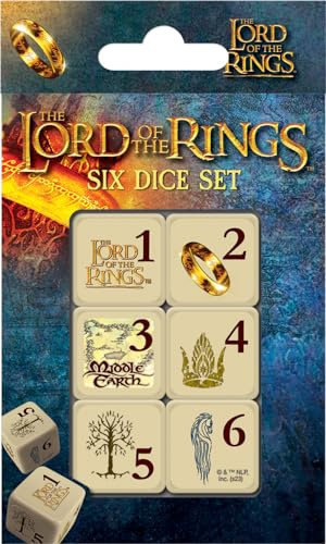 Masterpieces Lord of the Rings D6 Dice Set - 6 Game Dice, LOTR Dice Set - Ages 14+
