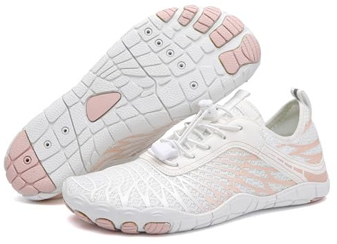 Chaussures de randonnée pieds nus pour homme et femme - Coupe large - Antidérapantes - Légères - Pour l'extérieur, la natation, le surf, blanc, 38 2/3 EU