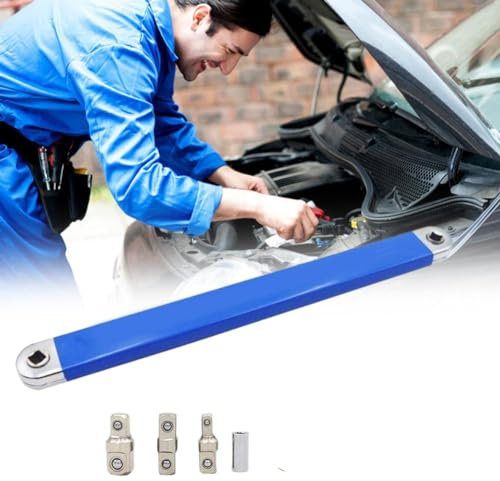 WSRRDRECVHi 15in Offset Extension Wrench, 1/4, 3/8, 1/2 Square Drive Adapters