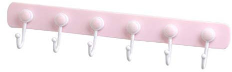 Duiaynke Selbstklebende 6 Haken Garderobe Wandhalterung, Hakenleiste, Türregal Aufhänger zum Aufhängen von Kleidung, Mantel, Hut, Handtücher, Küche Kochutensilien (Rosa)