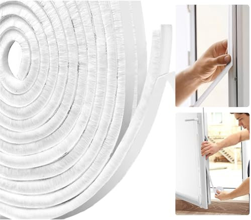AFAXINRIE Burlete autoadhesivo para ventana, 10 m de largo x 9 mm de ancho x 5 mm de alto, para puertas correderas, ventanas, color blanco