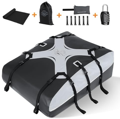 Sailnovo Dachgepäckträger 20 Kubikmeter für alle Fahrzeuge mit/ohne Dachgepäckträger mit Gurt, Anti-Rutsch-Matte, 6 Türhaken