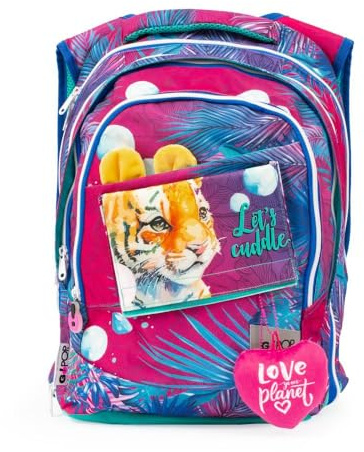 Giochi Preziosi Go Pop Sweet Jungle erweiterbarer Rucksack, rund, 3 Fächer und Innentaschen, gepolsterter Rücken und Schultergurte, mit personalisiertem Band und Pop Up, mehrfarbig, L, Casual