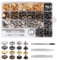484 Piezas botones de presión de metal, botones de presión para atornillar, Remaches de Cuero,Remache de Doble Tapa, para Manualidades,Reparaciones,Decoración