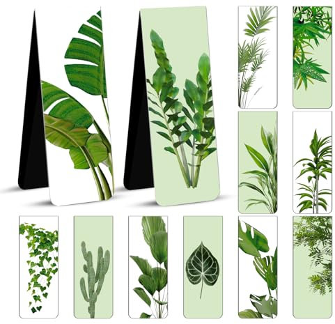 Agoer 24 Stück Magnetisches Lesezeichen - 12 Botanik-Designs, Seitenclip zum Lesen - Geschenkidee für Freundin, Meister, Büro