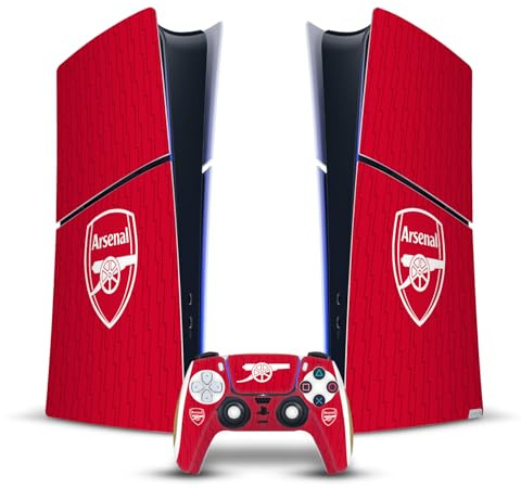 Head Case Designs Offizielle Arsenal FC Home 2023/24 Wappen-Set Vinyl Haut Gaming Aufkleber kompatibel mit Sony PlayStation 5 PS5 Slim Digital Edition Console & DualSense Controller