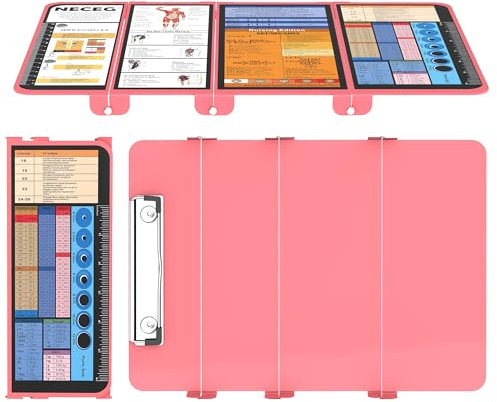 Klemmbrett für Krankenpfleger, faltbar, Spickzettel, Aluminium, 4 Ebenen, Taschengröße, Stift-Clip-Tasche für Krankenschwestern, Studenten, Schule, Arzt, Rosa