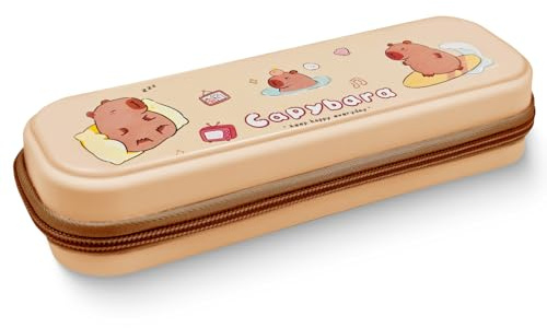Axinost Bleistiftkasten Federmäppchen Stifteetui, Große Kapazität Stift Tasche Pencil Case,Kapibara(Khaki)