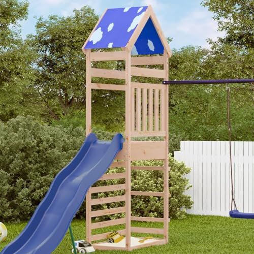 Lechnical Play Tower with Rockwall 85x52.5x265 cm Solid Wood Pine,Outdoor Kids Playhouse,Play Tower,Playground Equipment-845932